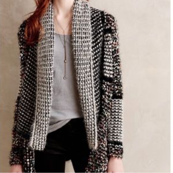 Anthropologie La Fee Verte Boho Eyelash Open Cardigan Shawl Sweater - Picture 3 of 13